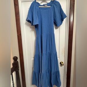 Ivy City Co Tiered Blue Maxi Dress